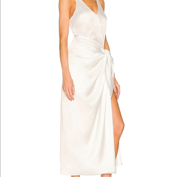Hampton wrap dress in ivory luxury satin - Picture 2 of 5